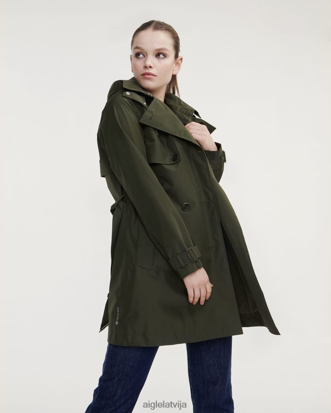 Aigle sievietes noņemama kapuce, īss gore-tex trenčs avokāts drēbes P0R84L457