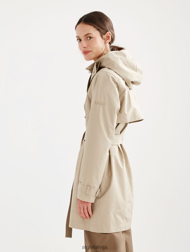 Aigle sievietes noņemama kapuce, īss gore-tex trenčs osier drēbes P0R84L452
