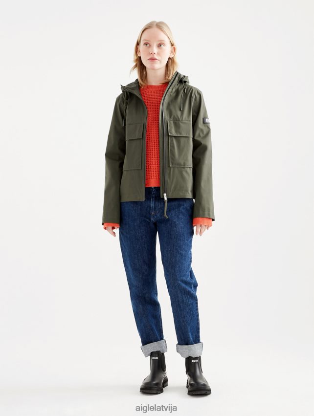 Aigle sievietes īsa gore-tex jaka ar kapuci avokāts drēbes P0R84L476