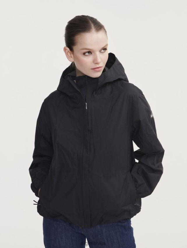 Aigle sievietes īsa mtd ūdensnecaurlaidīga jaka noir drēbes P0R84L483