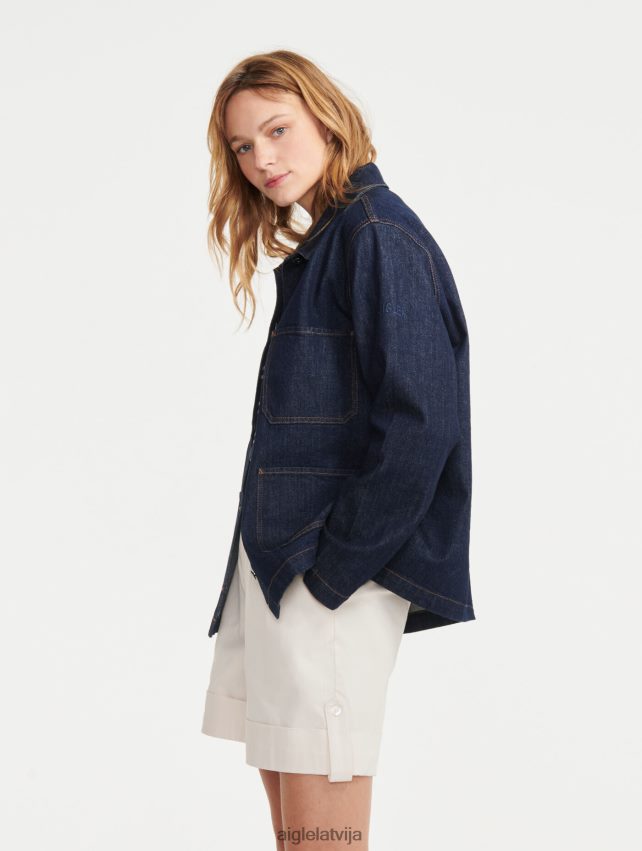 Aigle sievietes vidēja garuma darba apģērba jaka brut denim ovd drēbes P0R84L698