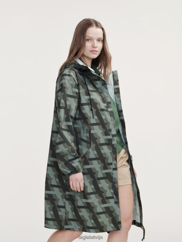Aigle sievietes apdrukāta garā kapuce mtd parka kaki pr drēbes P0R84L466