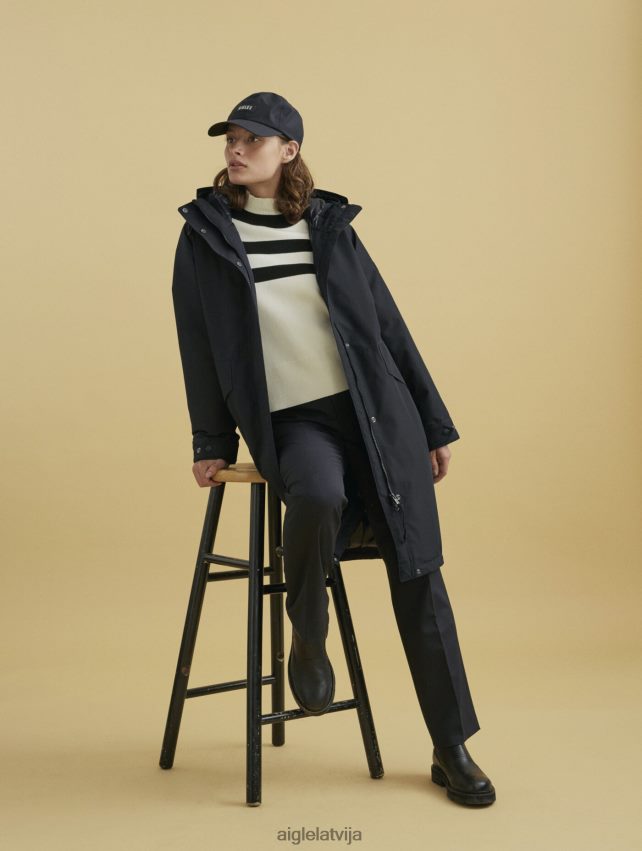 Aigle sievietes ļoti silts parka gore-tex noir drēbes P0R84L675