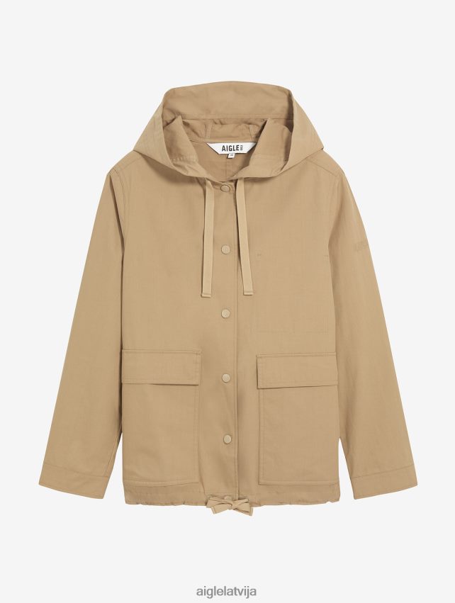 Aigle sievietes īss hoody parka gros grain osier i drēbes P0R84L477