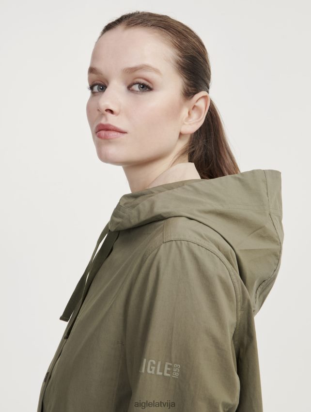 Aigle sievietes īss hoody parka gros grain taillis i drēbes P0R84L487