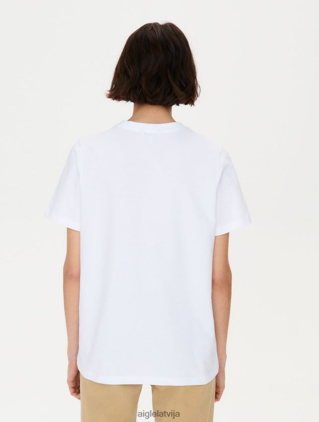 Aigle sievietes T-krekls ar logotipu ar apkakli blanc drēbes P0R84L709