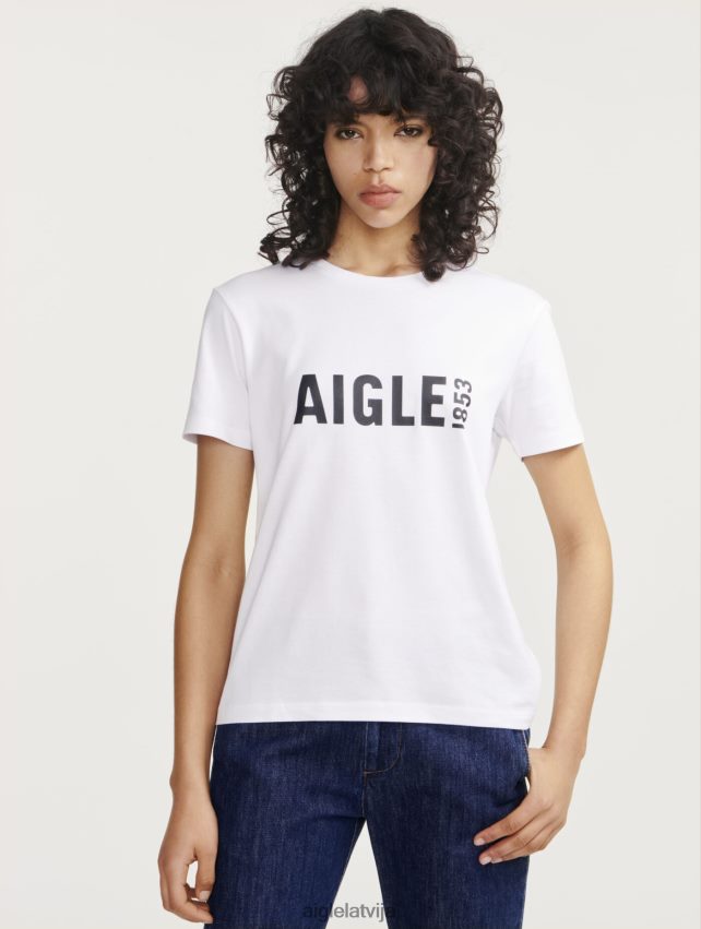 Aigle sievietes apdrukāts pyratex t-krekls ar īsām piedurknēm lait drēbes P0R84L699