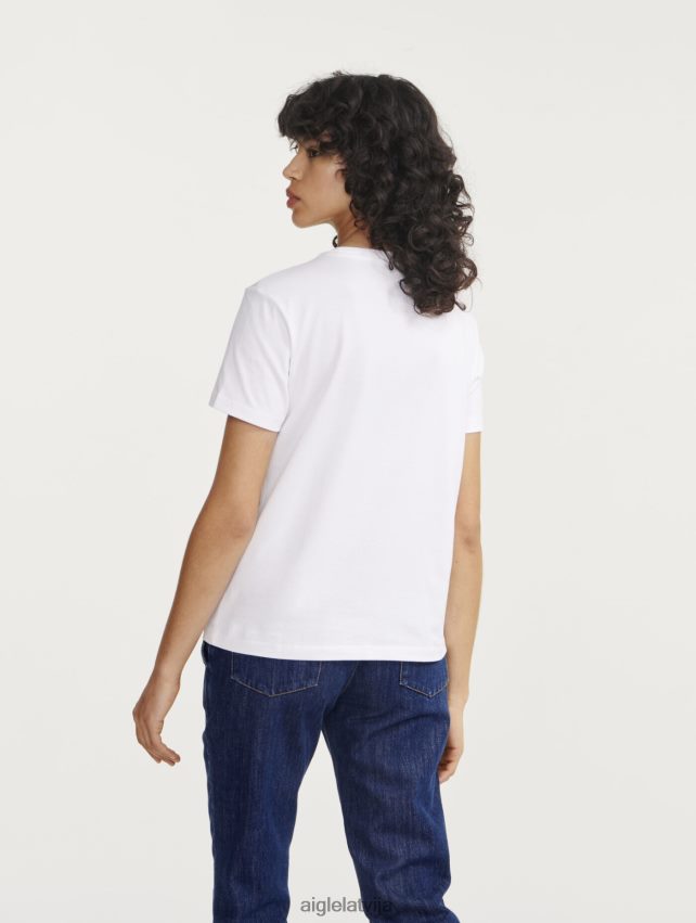 Aigle sievietes apdrukāts pyratex t-krekls ar īsām piedurknēm lait drēbes P0R84L699