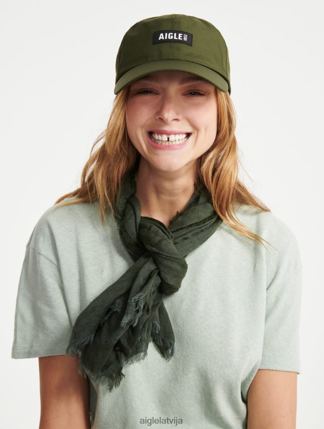 Aigle sievietes lina maisījuma t-krekls ar īsām piedurknēm reseda drēbes P0R84L686