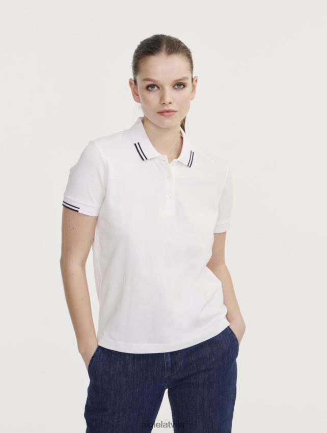 Aigle sievietes pikē polo krekls ar īsām piedurknēm blanc drēbes P0R84L489