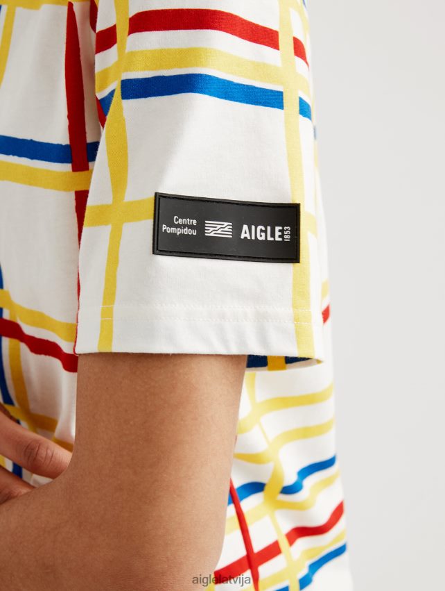 Aigle x Centre Pompidou sievietes Apkalpes kakla t-krekls mondrian drēbes P0R84L10