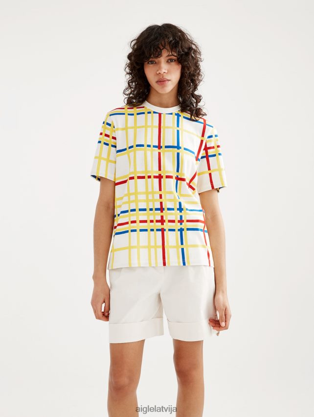 Aigle x Centre Pompidou sievietes Apkalpes kakla t-krekls mondrian drēbes P0R84L10