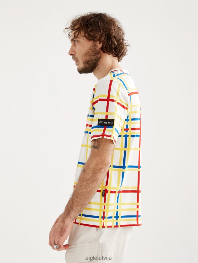 Aigle x Centre Pompidou sievietes Apkalpes kakla t-krekls mondrian drēbes P0R84L10