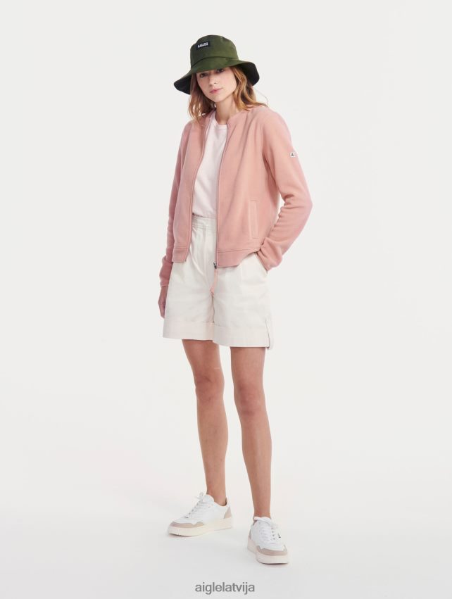 Aigle sievietes flīss ar rāvējslēdzēju ar apkakli miglaina roze drēbes P0R84L589