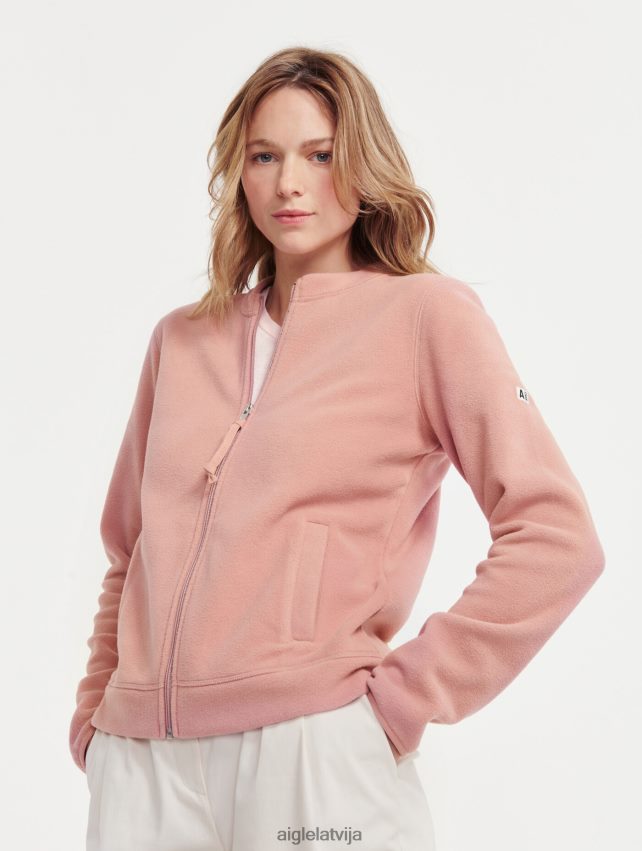 Aigle sievietes flīss ar rāvējslēdzēju ar apkakli miglaina roze drēbes P0R84L589