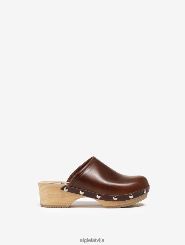 Aigle sievietes ādas un koka tupele burbons kurpes P0R84L630
