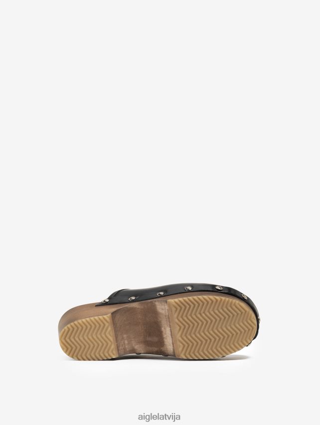 Aigle sievietes ādas un koka tupele noir kurpes P0R84L631