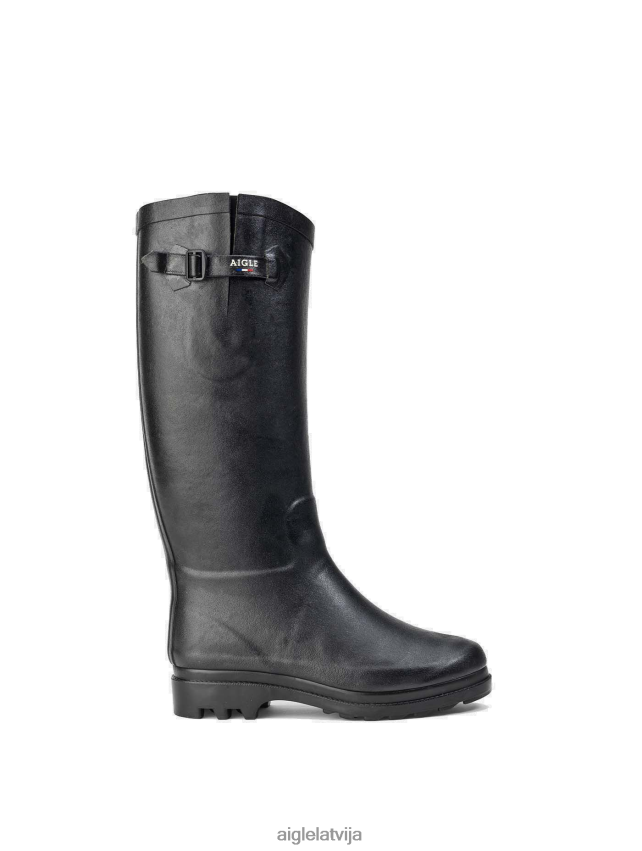 Aigle sievietes Francijā ražoti boyfriend lietus zābaki ar kažokādu noir zābaki P0R84L607
