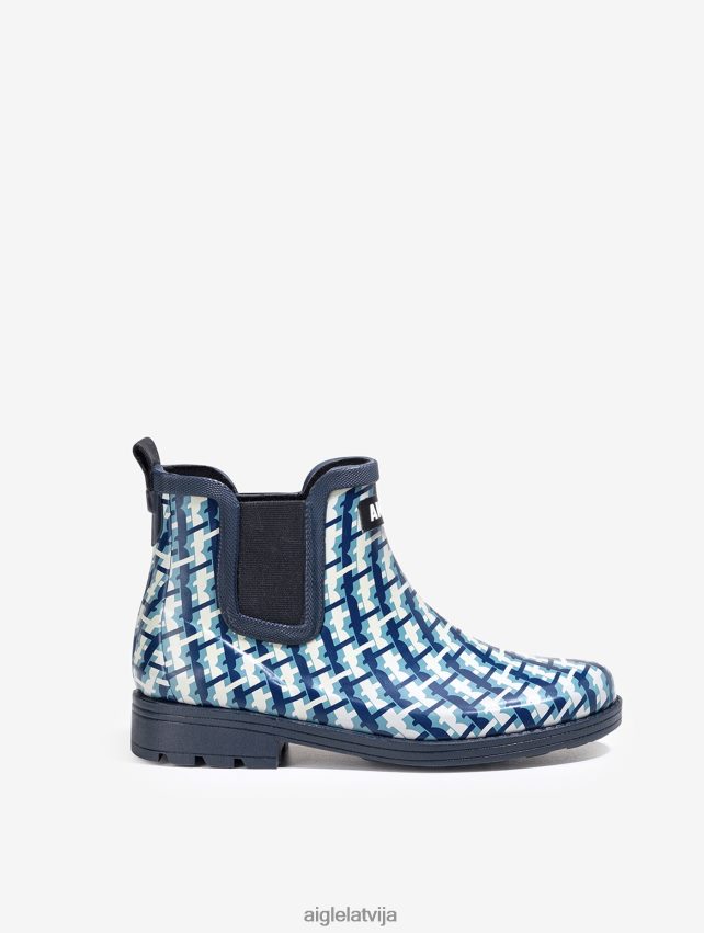 Aigle sievietes jāšanas sporta iedvesmotā potītes lietus zābaka drukātā versija monogramma zābaki P0R84L632