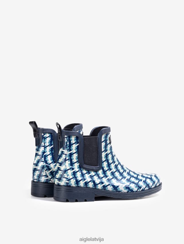 Aigle sievietes jāšanas sporta iedvesmotā potītes lietus zābaka drukātā versija monogramma zābaki P0R84L632