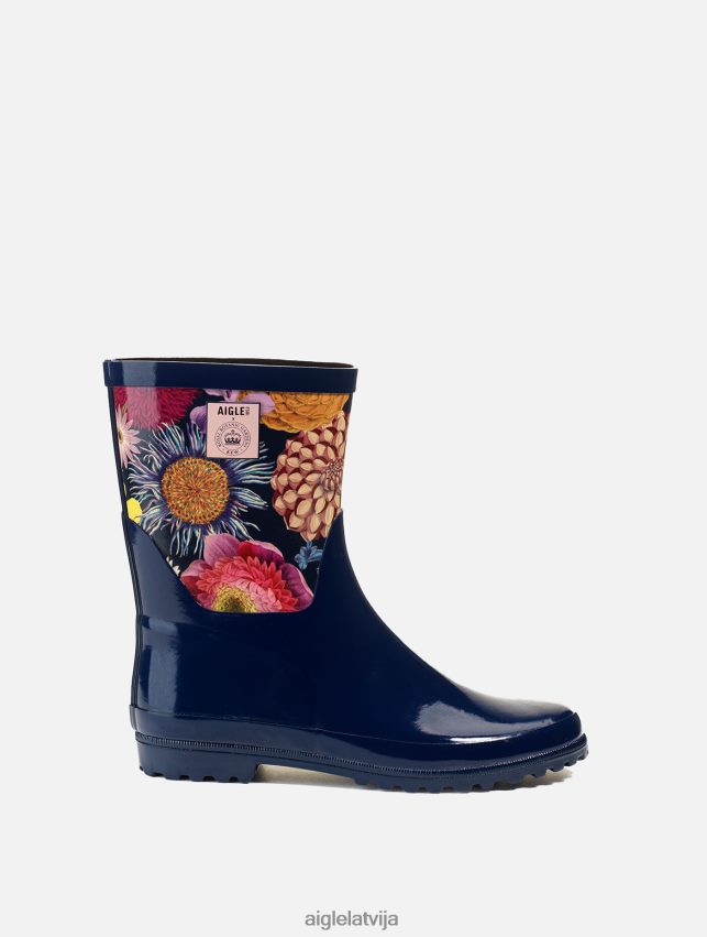 Aigle sievietes lietus zābaki ar apdruku uz potītēm kew multibloom zābaki P0R84L601