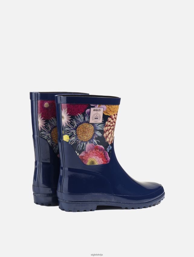 Aigle sievietes lietus zābaki ar apdruku uz potītēm kew multibloom zābaki P0R84L601