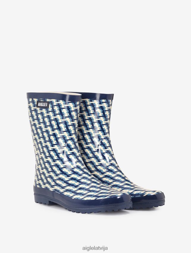 Aigle sievietes lietus zābaki ar apdruku uz potītēm monogramma zābaki P0R84L629