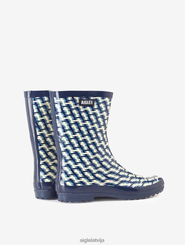 Aigle sievietes lietus zābaki ar apdruku uz potītēm monogramma zābaki P0R84L629
