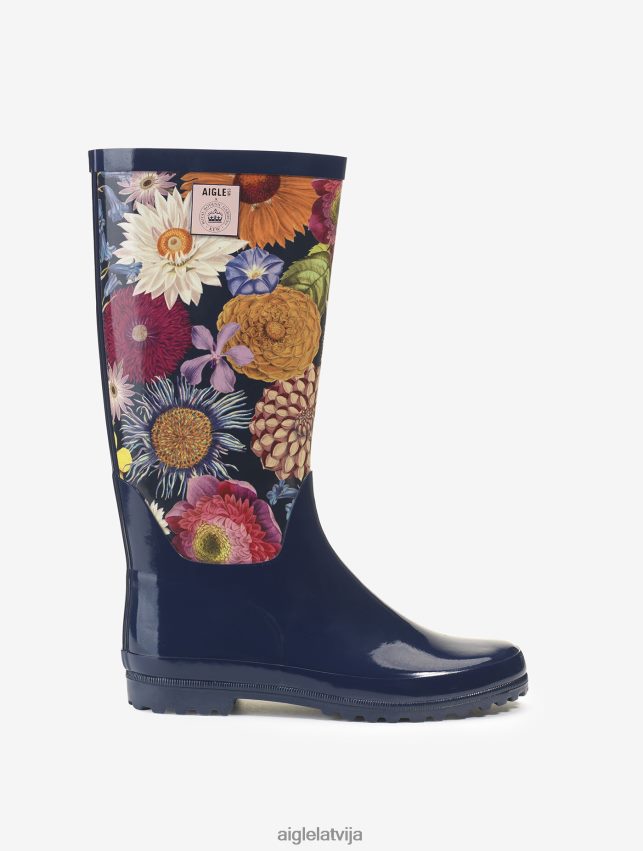 Aigle sievietes patentēto lietus zābaku drukātā versija kew multibloom zābaki P0R84L606