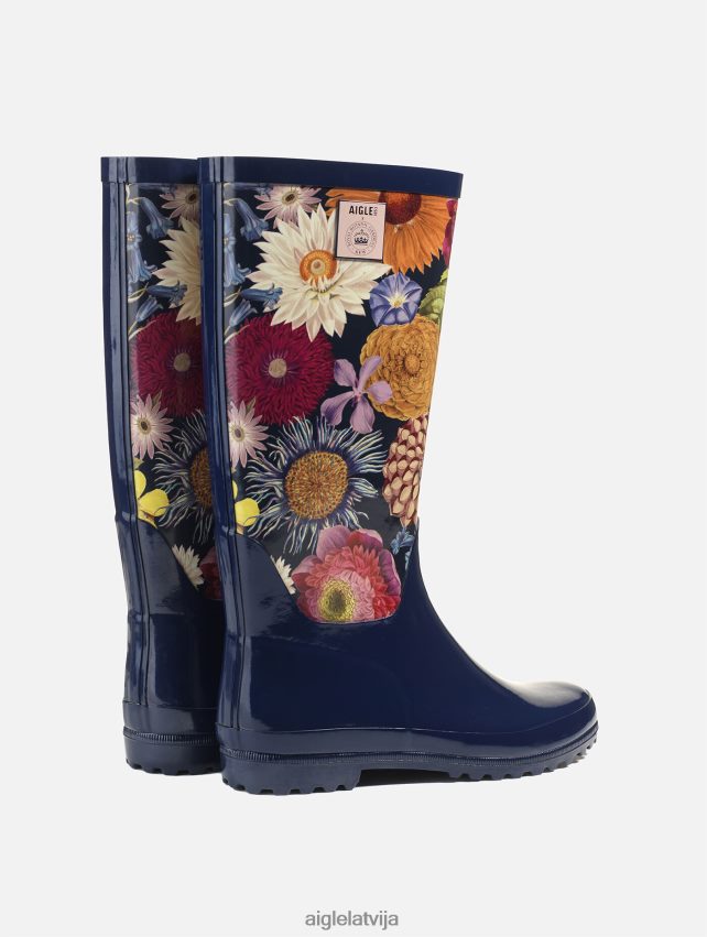Aigle sievietes patentēto lietus zābaku drukātā versija kew multibloom zābaki P0R84L606