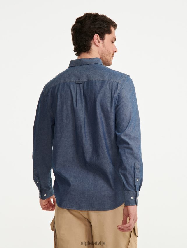 Aigle vīriešiem chambray krekls ar garām piedurknēm Chambray drēbes P0R84L140
