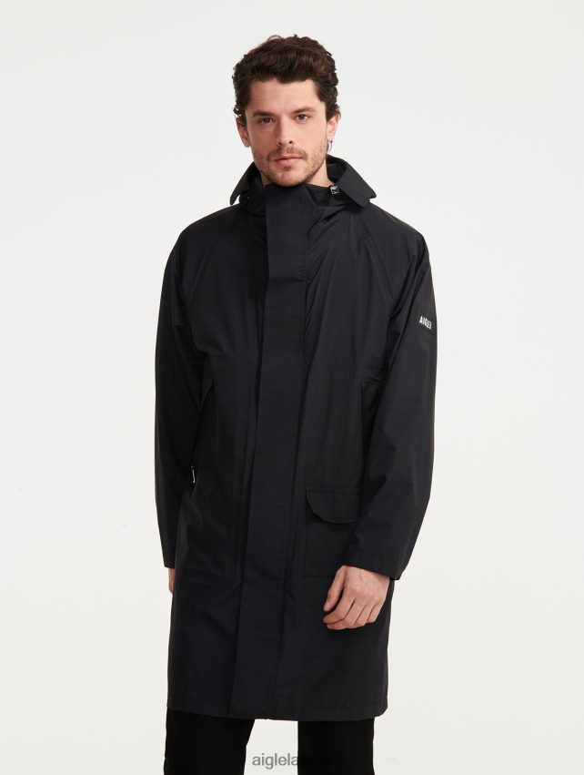 Aigle vīriešiem gara mtd jaka ar kapuci noir drēbes P0R84L184