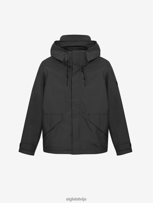 Aigle vīriešiem īsa gore-tex jaka ar kapuci noir drēbes P0R84L215