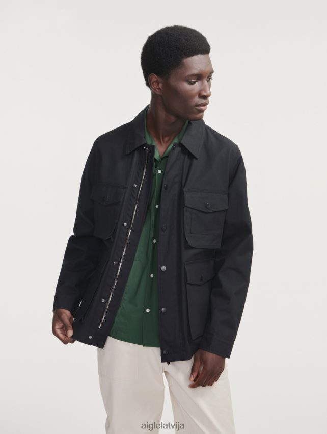 Aigle vīriešiem īsa pārklājuma safari jaka noir drēbes P0R84L185