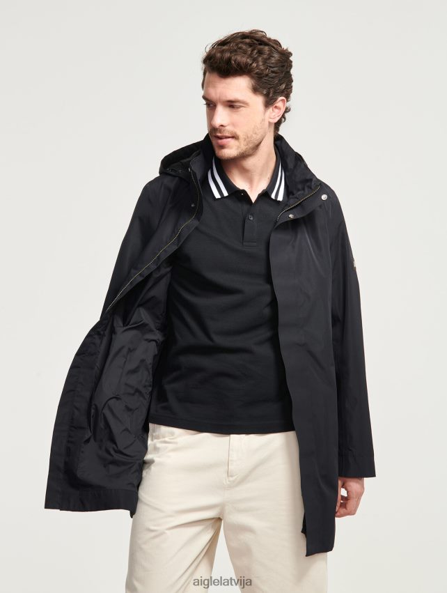Aigle vīriešiem Gore-Tex parka ar garu kapuci noir drēbes P0R84L168