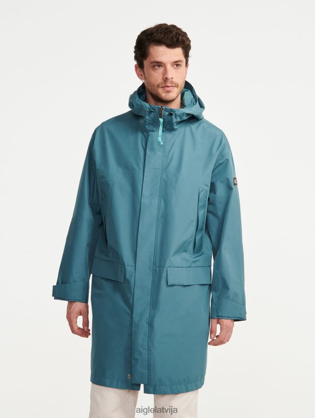 Aigle vīriešiem gara gore-tex paclite parka ar dubultu kapuci hidro drēbes P0R84L193