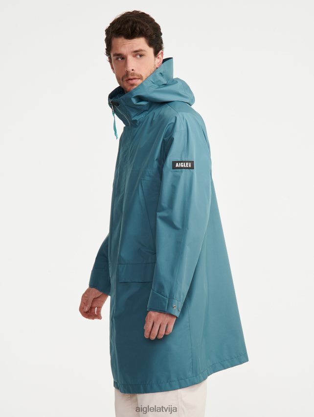 Aigle vīriešiem gara gore-tex paclite parka ar dubultu kapuci hidro drēbes P0R84L193