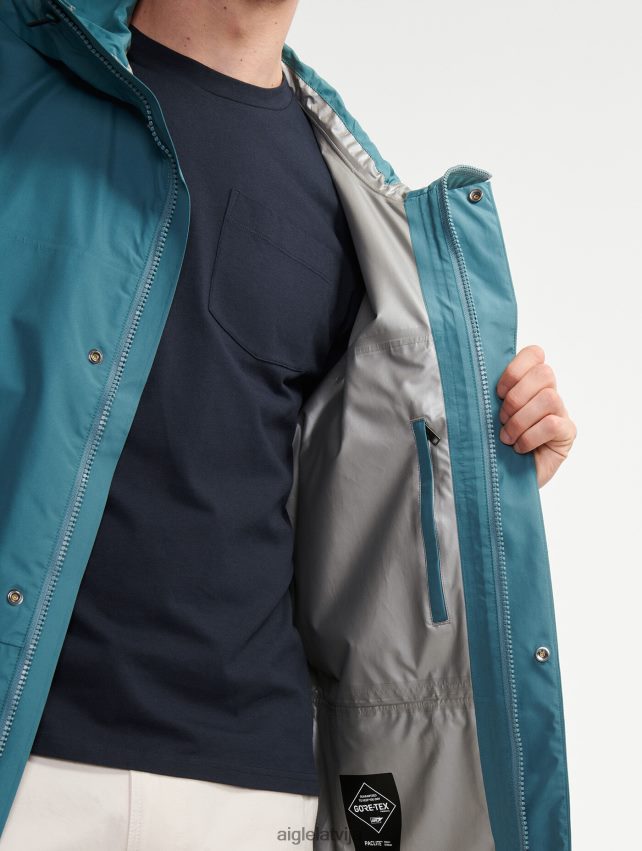 Aigle vīriešiem gara gore-tex paclite parka ar dubultu kapuci hidro drēbes P0R84L193