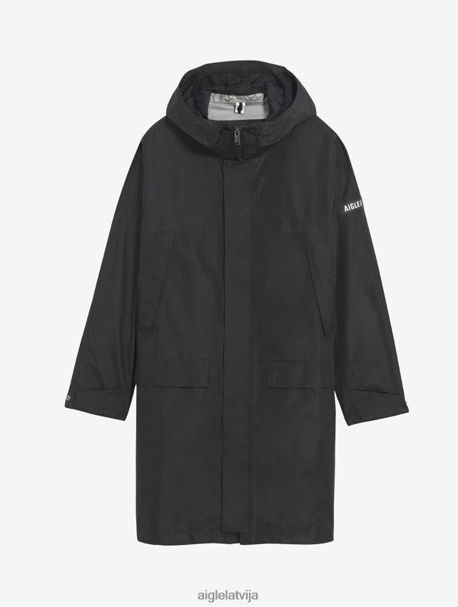 Aigle vīriešiem gara gore-tex paclite parka ar dubultu kapuci noir drēbes P0R84L158