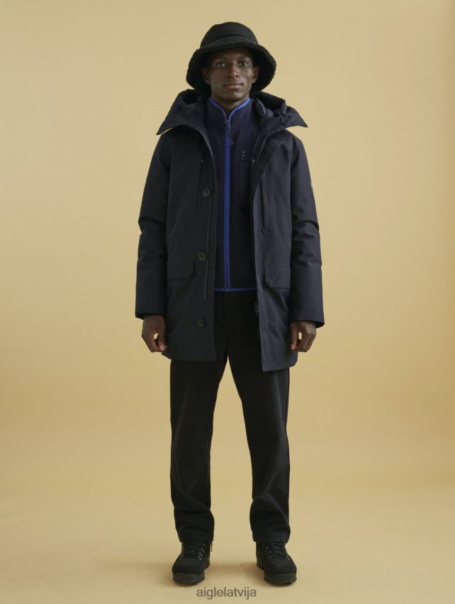 Aigle vīriešiem gore-tex parka ar garu kapuci noir drēbes P0R84L194