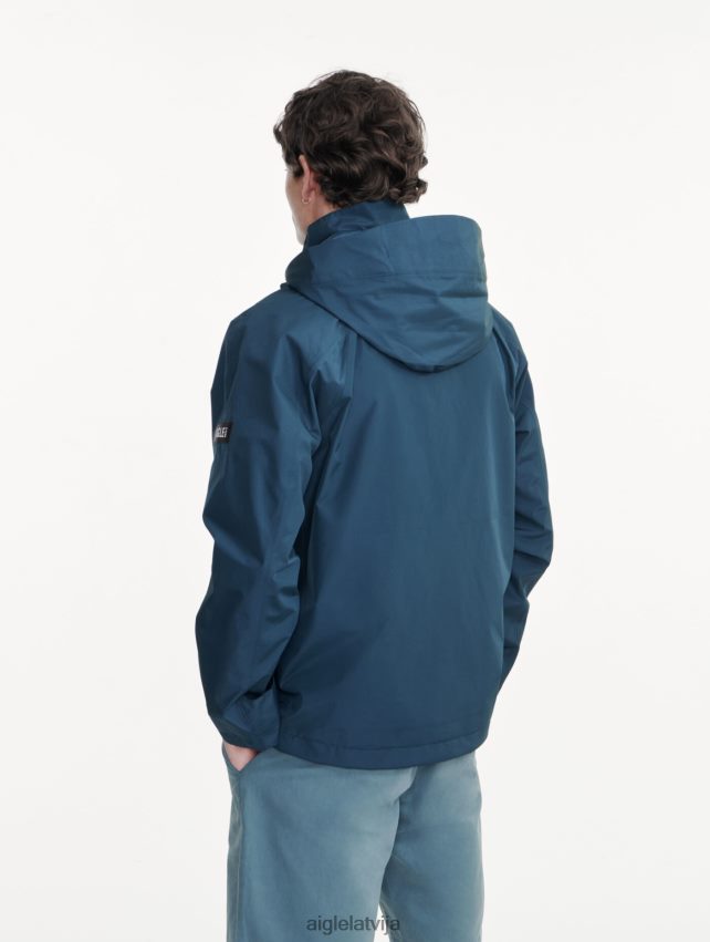 Aigle vīriešiem gore-tex īss parka noņemams kapuci vētras zils i drēbes P0R84L170