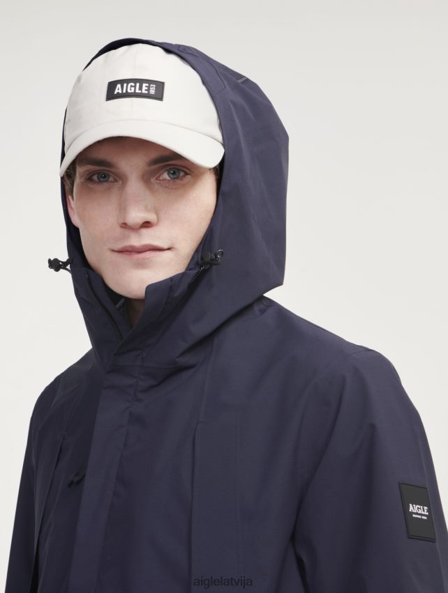 Aigle vīriešiem vidēja garuma mtd parka ar kapuci jūras drēbes P0R84L160