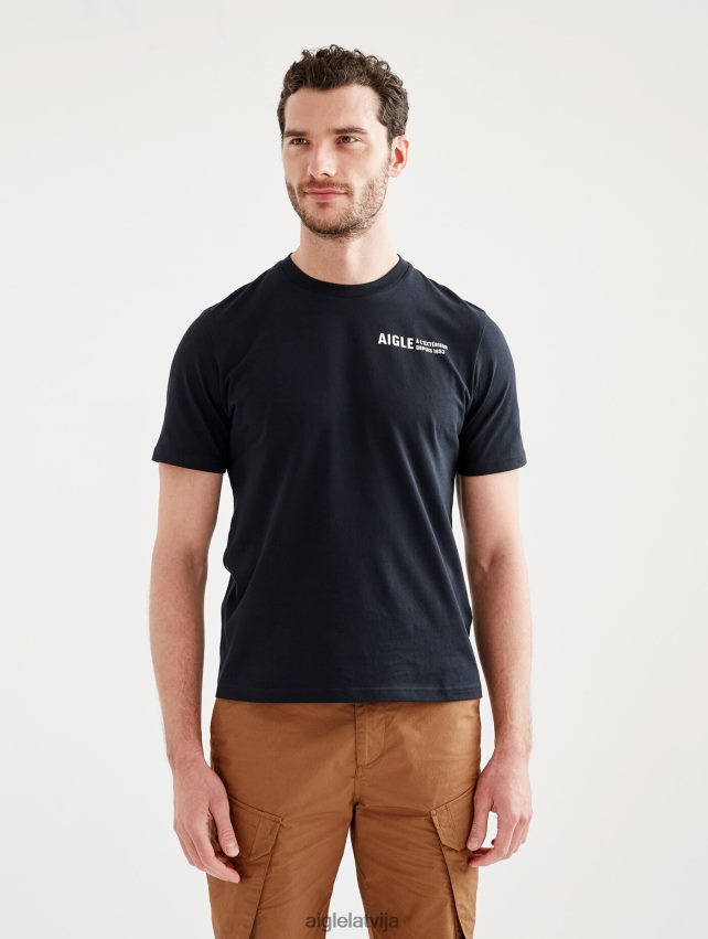 Aigle vīriešiem apdrukāts t-krekls ar apkakli noir drēbes P0R84L103