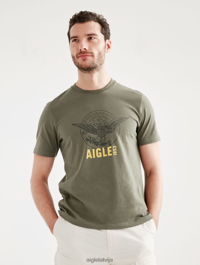Aigle vīriešiem apdrukāts t-krekls ar apkakli taillis drēbes P0R84L62
