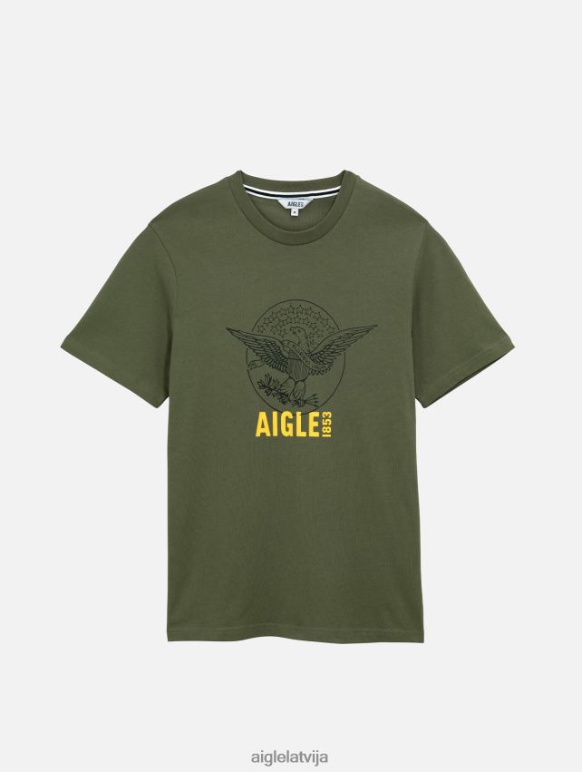 Aigle vīriešiem apdrukāts t-krekls ar apkakli taillis drēbes P0R84L62