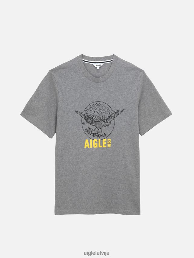 Aigle vīriešiem apdrukāts t-krekls ar apkakli viršu pelēks drēbes P0R84L54