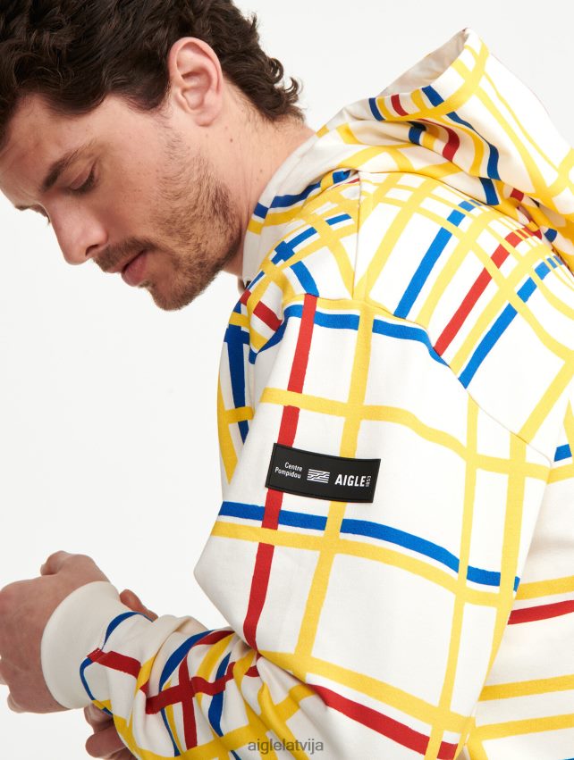 Aigle x Centre Pompidou vīriešiem matēts džemperis ar kapuci mondrian drēbes P0R84L144