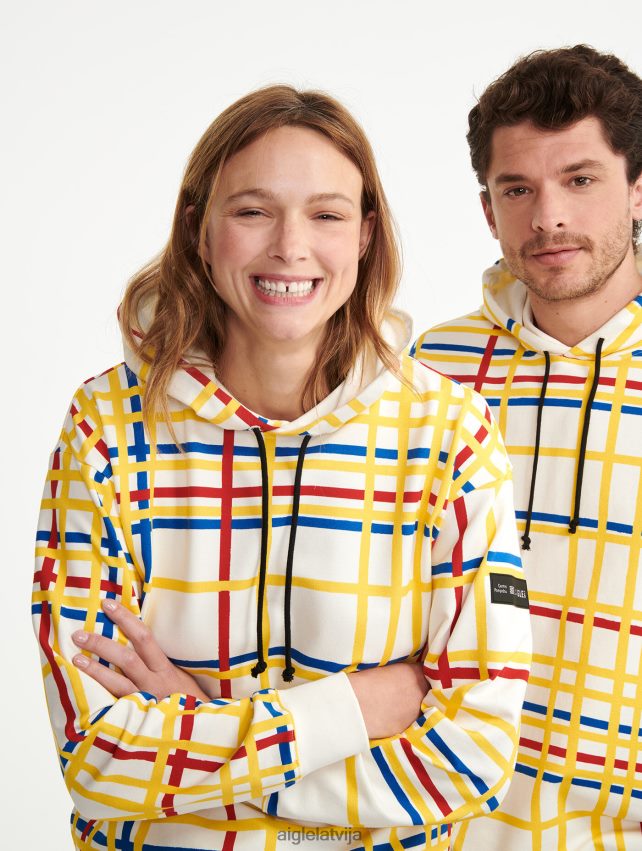 Aigle x Centre Pompidou vīriešiem matēts džemperis ar kapuci mondrian drēbes P0R84L144