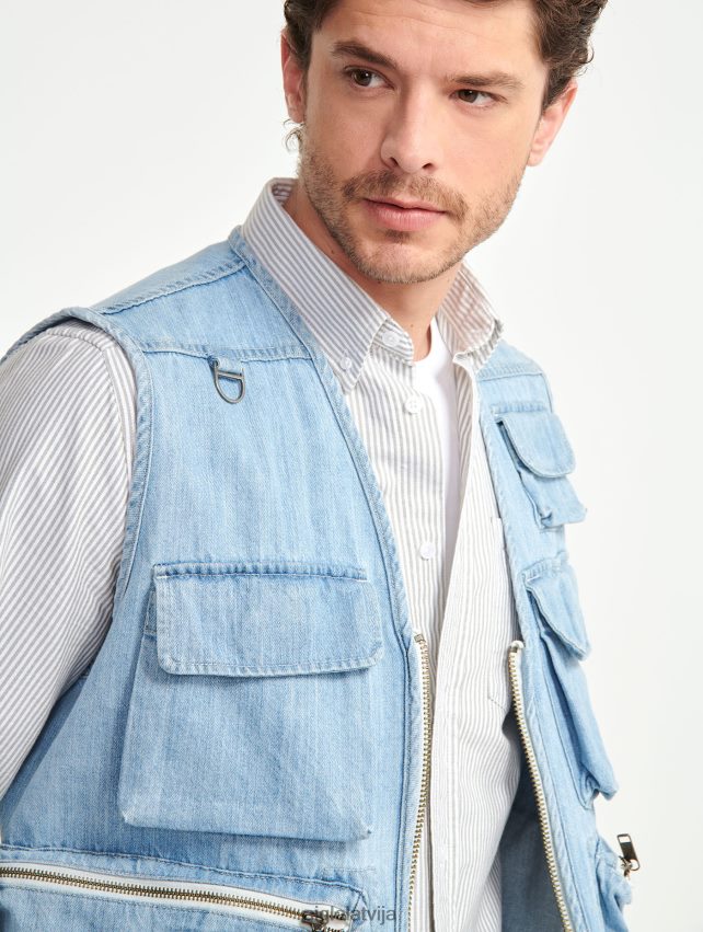 Aigle vīriešiem īsa džinsa veste bez piedurknēm džinsa viegls balinātājs drēbes P0R84L188