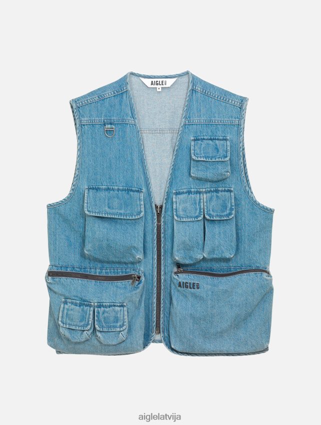 Aigle vīriešiem īsa džinsa veste bez piedurknēm džinsa viegls balinātājs drēbes P0R84L188